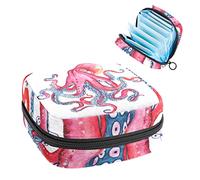Octopus Ocean Sea Period Pouch portátil, bolsa de almacenamiento de tampones para servilletas sanitarias, Varios colores, 4.7x6.6x6.6 in/12x17x17 cm