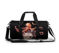 Octopus Playing Drums - Divertida bolsa de gimnasio grande novedosa, ligera, deportiva, bolsa de viaje, bolsa de equipaje de mano, 44 x 22 x 22 cm