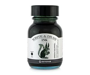 Octopus Write and Draw Ink 553 Green Squirrel - Tinta impermeable para escritura y dibujo, tinta de caligrafía, tinta de dibujo resistente a la luz para pluma estilográfica, color verde, 50 ml