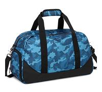 OctSky Bolsa de lona deportiva para hombre y niño, con compartimento para zapatos y bolsillo húmedo, bolsa para fiestas de pijamas o niños, Camo Blue-2