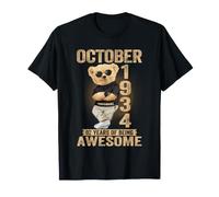 Octubre 1934 92 Cumpleaños 2026 Mujer 92 años Oso de Peluche Camiseta