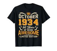 Octubre 1934 Vintage 92 Años Impresionante 92 Cumpleaños Camiseta