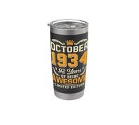 Octubre 1934 Vintage 92 Años Impresionante 92 Cumpleaños Vaso térmico de acero inoxidable de doble pared