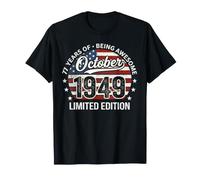 Octubre 77 Cumpleaños Hombres Mujeres 1949 Impresionante Bandera de Estados Unidos Camiseta