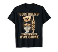 Octubre 89 Cumpleaños Hombres Mujeres 1937 Impresionante Oso de Peluche Camiseta
