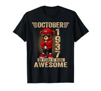 Octubre 89 Cumpleaños Hombres Mujeres 1937 Impresionante Oso de Peluche Camiseta