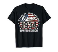 Octubre 92 Cumpleaños Hombres Mujeres 1934 Impresionante Bandera de Estados Unidos Camiseta