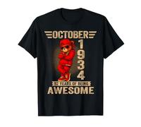 Octubre 92 Cumpleaños Hombres Mujeres 1934 Impresionante Oso de Peluche Camiseta