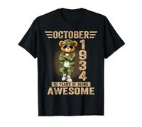 Octubre 92 Decoraciones de cumpleaños 92 años 1934 92 Oso de Peluche Camiseta