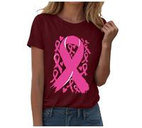 Octubre Rosa Cinta Rosada El Cancer De Mama Breast Cancer Camiseta, Camisetas Manga Corta Mujer Con EstampacióN Delantera, Cancer du Sein Femme T-Shirt