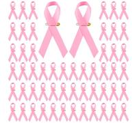 Octubre Rose Pins, 100 unids Forma Cinta Rosa Cáncer De Mama Poliéster Broche Cinta Mujer Insignia Pin Decoración Pines Nudo Accesorios para Sensibilización Prevención Regalo Cuidado Beneficio