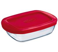 OCUISINE Cook&Store - Recipiente rectangular, 28 x 20 x 8 cm / 2,6 l, transparente + tapa, color rojo
