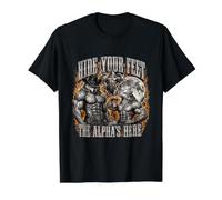 Oculta Tus pies El Alfa está aquí Funny Gen Z Meme Brainrot Camiseta gráfica económica, Hombre, Negro, XL
