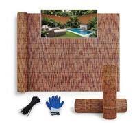 Ocultacion Valla Jardin Exterior, Cañizo Natural Terraza 1x3.0m 1.2x3.5m 1.6x5m Privacidad Balcon Cortavientos Paneles Separador Ambientes Decoracion(Marrón,H120xL100cm)