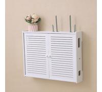 Ocultador de caja WiFi Sto montado en la pared, caja de refugio para enrutador, cubierta de enrutador de cable de módem, estante de doble cubierta, rejilla transpirable de PVC para módem, para uso en