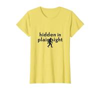 Oculto a Plena Vista Misterio Criptíd Entusiasta de Sasquatch Camiseta, Mujer, Limón, S