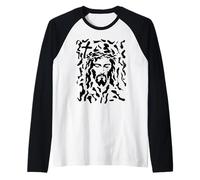 Oculto Jesús Rostro Ilusión óptica Cristiano Camiseta Manga Raglan