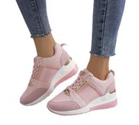 Oculto Tacón alto Cuña Zapatillas para Mujer Moda Plataforma Encaje Ligero Zapatos Señoras La Mejor Elección Transpirable Zapatillas Tenis Zapatillas para uso Diario ( Color : Pink , Size : 38 EU )