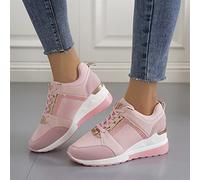 Oculto Tacón alto Cuña Zapatillas para Mujer Moda Plataforma Encaje Ligero Zapatos Señoras La Mejor Elección Transpirable Zapatillas Tenis Zapatillas para uso Diario ( Color : Pink , Size : 36 EU )