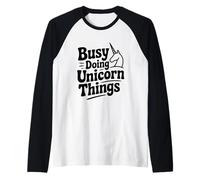 Ocupado Haciendo Cosas de Unicornios, Lindo Amante de los Unicornios Camiseta Manga Raglan