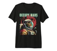 Ocupar Marte - Divertido Gato Astronauta Retro Camiseta Premium