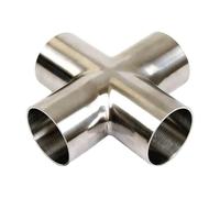 OD 38mm/51mm Pipe OD Butt Welding Cross 4 Ways Splitter SS304 Stainless Steel Fitting(OD 63mm)