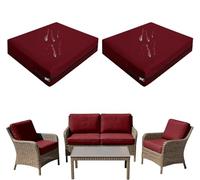 Odaima Pack de 1/2/4 Exterior Funda De Cojín con Cremallera, Impermeables Funda De Asiento para Terraza De Jardín, Protectores de Muebles para Silla,Jardin,Muebles de Ratán(borgoña,33x65x10cm(2pcs))