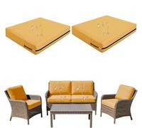 Odaima Pack de 1/2/4 Exterior Funda De Cojín con Cremallera, Impermeables Funda De Asiento para Terraza De Jardín, Protectores de Muebles para Silla,Jardin,Muebles de Ratán(Amarillo,33x65x10cm(2pcs))