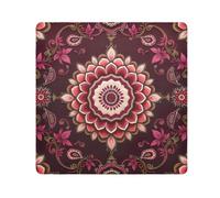 ODAWA Bolsa de cosméticos portátil antiarañazos para lentes de cámara, diseño floral, mandala, color rojo burdeos, autoadhesiva, 55 x 55 cm, para viajes