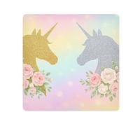 ODAWA Bolsa de cosméticos portátil de tela autoadhesiva, con notas musicales, color blanco, para lentes de cámara, para viajes, Rosas de unicornio arcoíris pastel, 13.8x13.8in, Rosas de unicornio