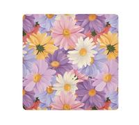 ODAWA Bolsa de cosméticos portátil de tela autoadhesiva de 35 x 35 cm, diseño de margaritas florales, color morado, antiarañazos