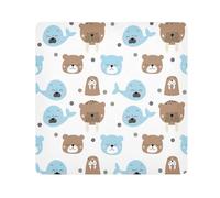 ODAWA Bolsa de tela para cámara, diseño de animales de dibujos animados, sellos azules, bolsa de cosméticos, paño mágico, envolturas autoadhesivas para electrónica, 17.7 x 17.7 pulgadas