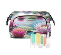 ODAWA Bolsas de maquillaje con cremallera para artículos de tocador, accesorios y brochas, Water Lilies, Talla única