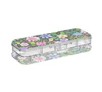 ODAWA Bonitas cajas transparentes con tapa hermética, diseño de hojas y flores para niños, 21 cm de largo x 7,6 cm de ancho x 4,8 cm de alto