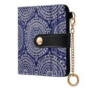 ODAWA Cartera delgada con diseño de lunares dorados y azul aguamarina con llavero, cartera de vacaciones, Mandala Circles Blue, Talla única, Cartera Rfid