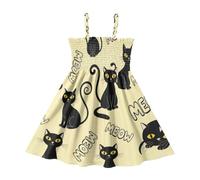 ODAWA Cat Word - Vestido de tirante holgado para niñas, color negro, respetuoso con la piel, para niñas, Palabra de gato negro, 7-8 años