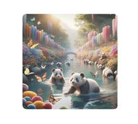 ODAWA Cesta de Pascua con diseño de flores, 35 x 35 cm, autoadhesiva, antiarañazos, protector de lente para cámara, Flores del río Pandas, 13.8x13.8in, Flores del río Pandas