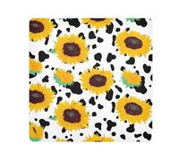 ODAWA Coloridos girasoles vacas lunares 35.1 cm x 35.1 cm paño autoadhesivo protector protector envoltura de cámara, lavable lente bolsa para cámara, portátiles y cosméticos