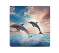 ODAWA Dolphins Jumping Cloudy Sky - Paño autoadhesivo de 21.7 x 21.7 pulgadas, flexible, plegable, bolsa de maquillaje, paños mágicos autoadhesivos para cámara, lente, laptop