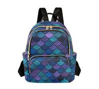 ODAWA Fire Ice Dragons - Mochila acolchada negra con bolsillo trasero con cremallera para escuela, trabajo, viajes, Escamas de sirena oscura, azul, pequeño, Mochilas Daypack
