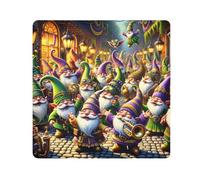 ODAWA Funny Mardi Gras Gnomes Carnival - Paño autoadhesivo de 13.8 x 13.8 pulgadas, flexible, plegable, plegable, antiarañazos, bolsa de almacenamiento para equipo