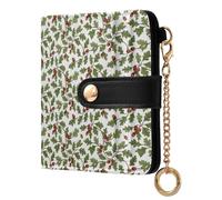 ODAWA Golden Cranes Clouds - Cartera de viaje pequeña negra con bloqueo RFID, cartera de uso diario, Hojas verdes, marrón y blanco, Talla única, Cartera Rfid