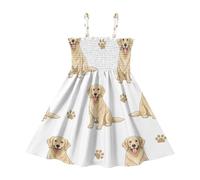 ODAWA Golden Retriever Dogs - Vestido de verano sin mangas para niñas pequeñas, color blanco, Perro blanco, 3 años