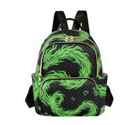 ODAWA Green Palm Leaf - Mochilas acolchadas tropicales con cómoda asa de cuero, mochila ligera, Green Fire Dragons Black, Mediano, Mochilas Daypack
