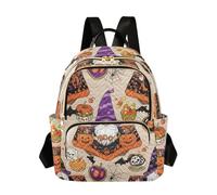 ODAWA Highland Cows - Mochila rústica casual acolchada para la escuela, Calabazas coloridas de gnomos de Halloween, Mediano, Mochilas Daypack
