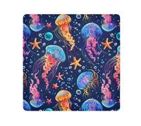 ODAWA Jellyfish - Paños autoadhesivos de color azul marino de 21.7 x 21.7 pulgadas, bolsa de maquillaje plana abierta para cámara, lente, laptop