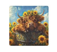 ODAWA Linda envoltura protectora autoadhesiva de tela para cámara de 13.8 x 13.8 pulgadas, diseño floral de vaca de las Tierras Altas, paños mágicos de fácil almacenamiento para cámara