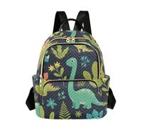 ODAWA Lindas mochilas de moda para mujer, diseño de erizos, flores, color negro, para compras, viajes, Cute Dino Jungle Navy, pequeño, Mochilas Daypack