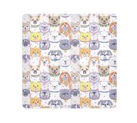 ODAWA Lindos paños autoadhesivos de dibujos animados de perros y gatos, 17.7 x 17.7 pulgadas, bolsa de maquillaje plana portátil para viajes