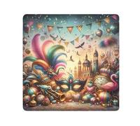 ODAWA Magic - Paño de almacenamiento autoadhesivo de camuflaje de 34 cm, funda protectora lavable para cámara, portátiles, cosméticos, Máscara de festival de Mardi Gras, 13.8x13.8in, Máscara de